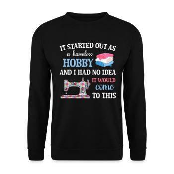 Quilt Knitting Crochet Sewing Machine Fabric - Unisex Sweatshirt - black - Front - Alina (178cm) & Michal (187cm)