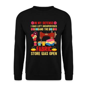 Quilt Knitting Crochet Sewing Machine Fabric - Unisex Sweatshirt - black - Front - Alina (178cm) & Michal (187cm)