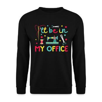 Quilt Knitting Crochet Sewing Machine Fabric - Unisex Sweatshirt - black - Front - Alina (178cm) & Michal (187cm)