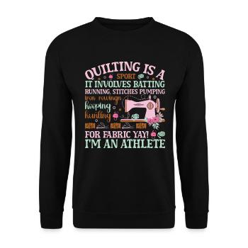 Quilt Knitting Crochet Sewing Machine Fabric - Unisex Sweatshirt - black - Front - Alina (178cm) & Michal (187cm)