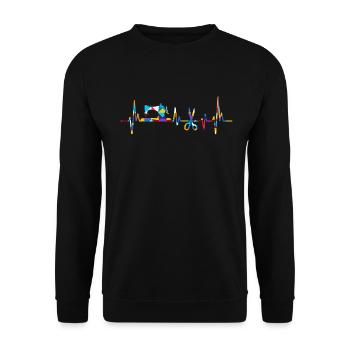 Quilt Knitting Crochet Sewing Machine Fabric - Unisex Sweatshirt - black - Front - Alina (178cm) & Michal (187cm)