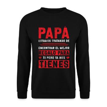 Spanischer Vater Zweisprachiger Latino Vatertag - Unisex Pullover - Schwarz - Vorne - Alina (178cm) & Michal (187cm)