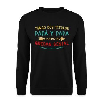 Spanischer Vater Zweisprachiger Latino Vatertag - Unisex Pullover - Schwarz - Vorne - Alina (178cm) & Michal (187cm)