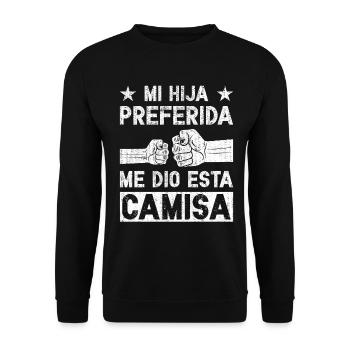 Spanischer Vater Zweisprachiger Latino Vatertag - Unisex Pullover - Schwarz - Vorne - Alina (178cm) & Michal (187cm)