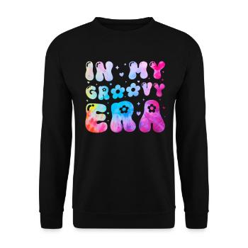Groovy Tie Dye Friedens Liebeszeichen Retro Hippie - Unisex Pullover - Schwarz - Vorne - Alina (178cm) & Michal (187cm)
