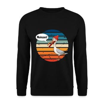 Hamburg Moin Moinzen Seagull North Sea Coast Holiday Fun - Unisex Sweatshirt - black - Front - Alina (178cm) & Michal (187cm)