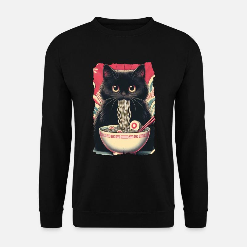 Katzen Ramen Nudel Japaner Anime Manga Kawaii - Unisex Pullover - Schwarz