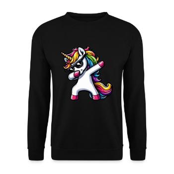 Licorne à pois surprise Rainbow Girl - Sweat-shirt Unisexe - noir - Devant - Alina (178cm) & Michal (187cm)