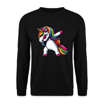 Licorne à pois surprise Rainbow Girl - Sweat-shirt Unisexe - noir - Devant - Alina (178cm) & Michal (187cm)
