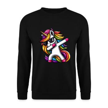 Licorne à pois surprise Rainbow Girl - Sweat-shirt Unisexe - noir - Devant - Alina (178cm) & Michal (187cm)