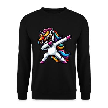 Licorne à pois surprise Rainbow Girl - Sweat-shirt Unisexe - noir - Devant - Alina (178cm) & Michal (187cm)