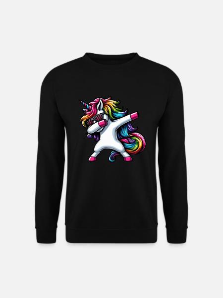 Einhorn Tupfende Überraschung Regenbogenmädchen - Unisex Pullover - Schwarz
