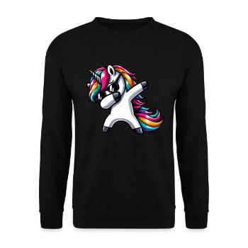 Licorne à pois surprise Rainbow Girl - Sweat-shirt Unisexe - noir - Devant - Alina (178cm) & Michal (187cm)