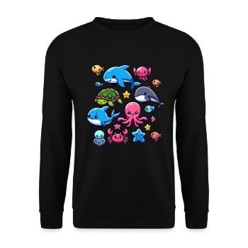 Colorful sea creatures for kids Sea creatures - Unisex Sweatshirt - black - Front - Alina (178cm) & Michal (187cm)