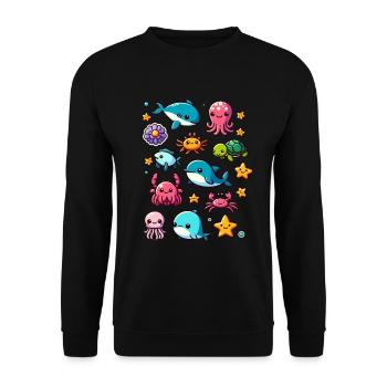 Colorful sea creatures for kids Sea creatures - Unisex Sweatshirt - black - Front - Alina (178cm) & Michal (187cm)