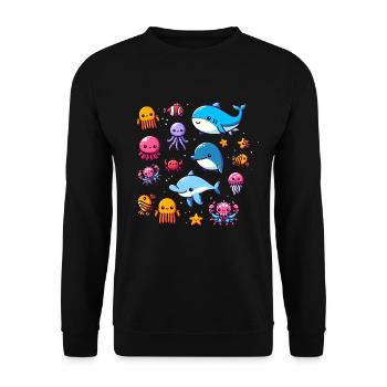 Colorful sea creatures for kids Sea creatures - Unisex Sweatshirt - black - Front - Alina (178cm) & Michal (187cm)