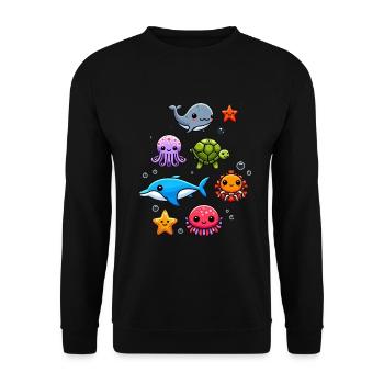 Colorful sea creatures for kids Sea creatures - Unisex Sweatshirt - black - Front - Alina (178cm) & Michal (187cm)