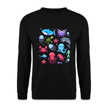 Colorful sea creatures for kids Sea creatures - Unisex Sweatshirt - black - Front - Alina (178cm) & Michal (187cm)