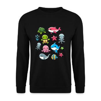 Colorful sea creatures for kids Sea creatures - Unisex Sweatshirt - black - Front - Alina (178cm) & Michal (187cm)