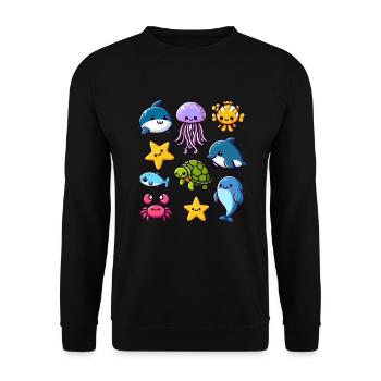Colorful sea creatures for kids Sea creatures - Unisex Sweatshirt - black - Front - Alina (178cm) & Michal (187cm)