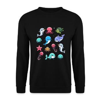 Colorful sea creatures for kids Sea creatures - Unisex Sweatshirt - black - Front - Alina (178cm) & Michal (187cm)