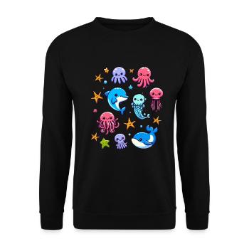 Colorful sea creatures for kids Sea creatures - Unisex Sweatshirt - black - Front - Alina (178cm) & Michal (187cm)