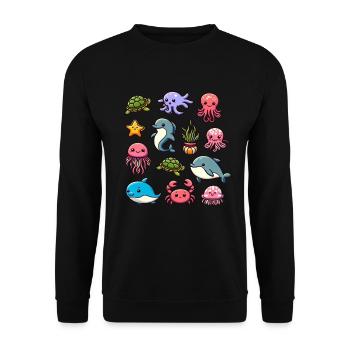 Colorful sea creatures for kids Sea creatures - Unisex Sweatshirt - black - Front - Alina (178cm) & Michal (187cm)
