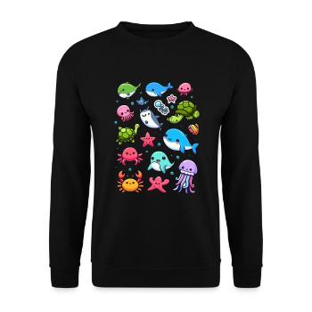 Colorful sea creatures for kids Sea creatures - Unisex Sweatshirt - black - Front - Alina (178cm) & Michal (187cm)