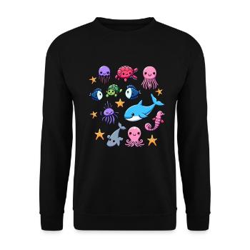 Colorful sea creatures for kids Sea creatures - Unisex Sweatshirt - black - Front - Alina (178cm) & Michal (187cm)