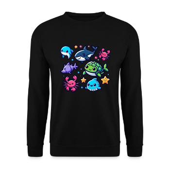 Colorful sea creatures for kids Sea creatures - Unisex Sweatshirt - black - Front - Alina (178cm) & Michal (187cm)