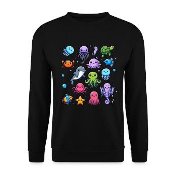Colorful sea creatures for kids Sea creatures - Unisex Sweatshirt - black - Front - Alina (178cm) & Michal (187cm)
