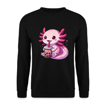 Axolotl Boba Thé Buvant Otaku Anime Lover - Sweat-shirt Unisexe - noir - Devant - Alina (178cm) & Michal (187cm)