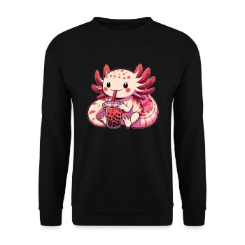 Axolotl Boba Thé Buvant Otaku Anime Lover - Sweat-shirt Unisexe - noir - Devant - Alina (178cm) & Michal (187cm)