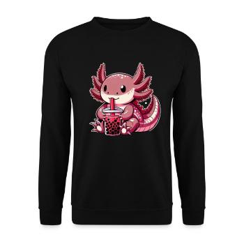 Axolotl Boba Thé Buvant Otaku Anime Lover - Sweat-shirt Unisexe - noir - Devant - Alina (178cm) & Michal (187cm)