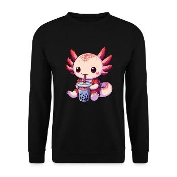 Axolotl Boba Thé Buvant Otaku Anime Lover - Sweat-shirt Unisexe - noir - Devant - Alina (178cm) & Michal (187cm)