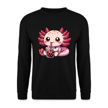 Axolotl Boba Thé Buvant Otaku Anime Lover - Sweat-shirt Unisexe - noir - Devant - Alina (178cm) & Michal (187cm)