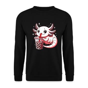 Axolotl Boba Thé Buvant Otaku Anime Lover - Sweat-shirt Unisexe - noir - Devant - Alina (178cm) & Michal (187cm)