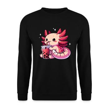 Axolotl Boba Thé Buvant Otaku Anime Lover - Sweat-shirt Unisexe - noir - Devant - Alina (178cm) & Michal (187cm)