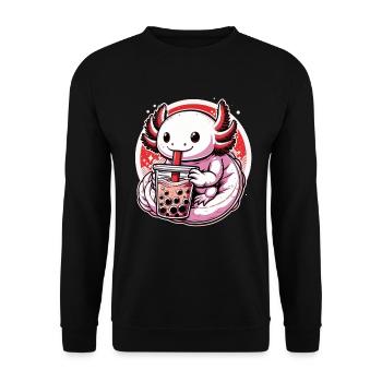 Axolotl Boba Thé Buvant Otaku Anime Lover - Sweat-shirt Unisexe - noir - Devant - Alina (178cm) & Michal (187cm)