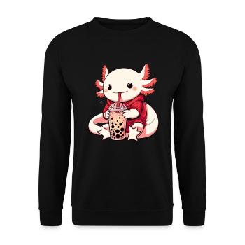 Axolotl Boba Thé Buvant Otaku Anime Lover - Sweat-shirt Unisexe - noir - Devant - Alina (178cm) & Michal (187cm)