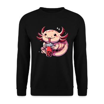 Axolotl Boba Thé Buvant Otaku Anime Lover - Sweat-shirt Unisexe - noir - Devant - Alina (178cm) & Michal (187cm)