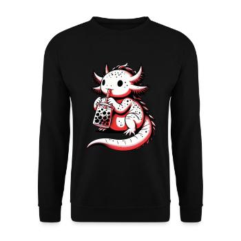 Axolotl Boba Thé Buvant Otaku Anime Lover - Sweat-shirt Unisexe - noir - Devant - Alina (178cm) & Michal (187cm)