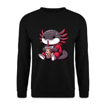 Axolotl Boba Thé Buvant Otaku Anime Lover - Sweat-shirt Unisexe - noir - Devant - Alina (178cm) & Michal (187cm)