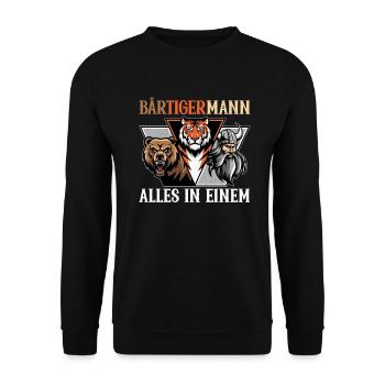 HOMME BARBU Viking barbe Homme Tigre Drôle - Sweat-shirt Unisexe - noir - Devant - Alina (178cm) & Michal (187cm)