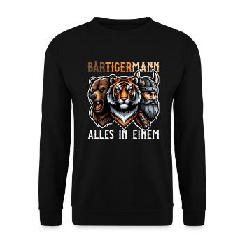 HOMME BARBU Viking barbe Homme Tigre Drôle - Sweat-shirt Unisexe - noir - Devant - Alina (178cm) & Michal (187cm)