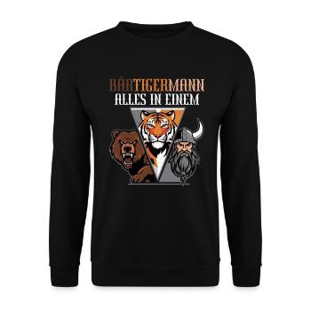 HOMME BARBU Viking barbe Homme Tigre Drôle - Sweat-shirt Unisexe - noir - Devant - Alina (178cm) & Michal (187cm)