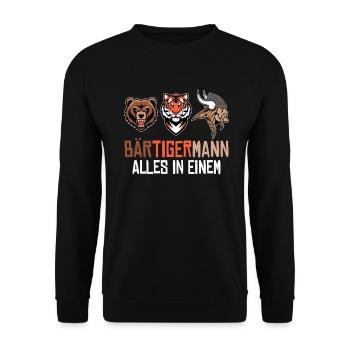 HOMME BARBU Viking barbe Homme Tigre Drôle - Sweat-shirt Unisexe - noir - Devant - Alina (178cm) & Michal (187cm)
