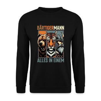 HOMME BARBU Viking barbe Homme Tigre Drôle - Sweat-shirt Unisexe - noir - Devant - Alina (178cm) & Michal (187cm)