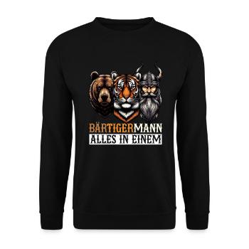 HOMME BARBU Viking barbe Homme Tigre Drôle - Sweat-shirt Unisexe - noir - Devant - Alina (178cm) & Michal (187cm)