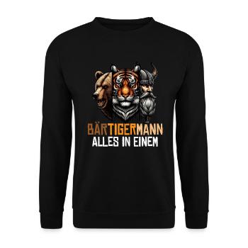 HOMME BARBU Viking barbe Homme Tigre Drôle - Sweat-shirt Unisexe - noir - Devant - Alina (178cm) & Michal (187cm)